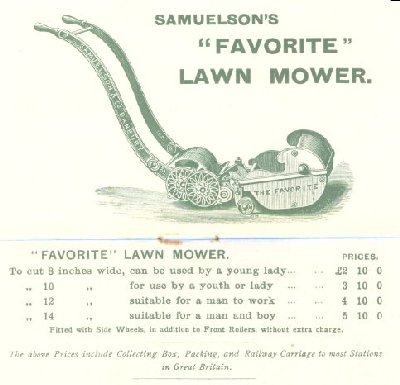 This advertisement for the "Favorite" was taken from the 1897 Samuelson's catalogue.