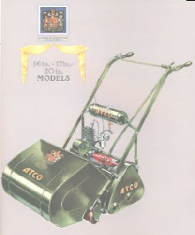 The two stroke Light Atco motor mower from the 1950s was available in 14", 17" and 20" cutting widths. This image is from the company's 1953 brochure.