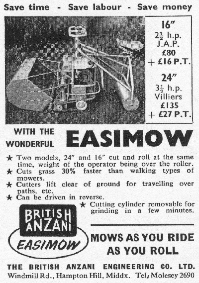 British Anzani Easimow Advert From 1958