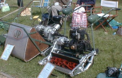 A 24" JP Super Power Mower (left) alongside a smaller JP motor mower at Milton Keynes Museum.
