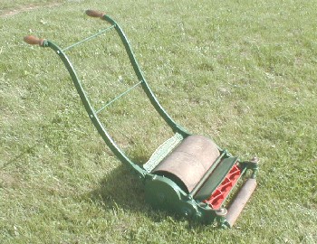 Ransomes Bowling Green Mower from the 1930s with enclosed gears.