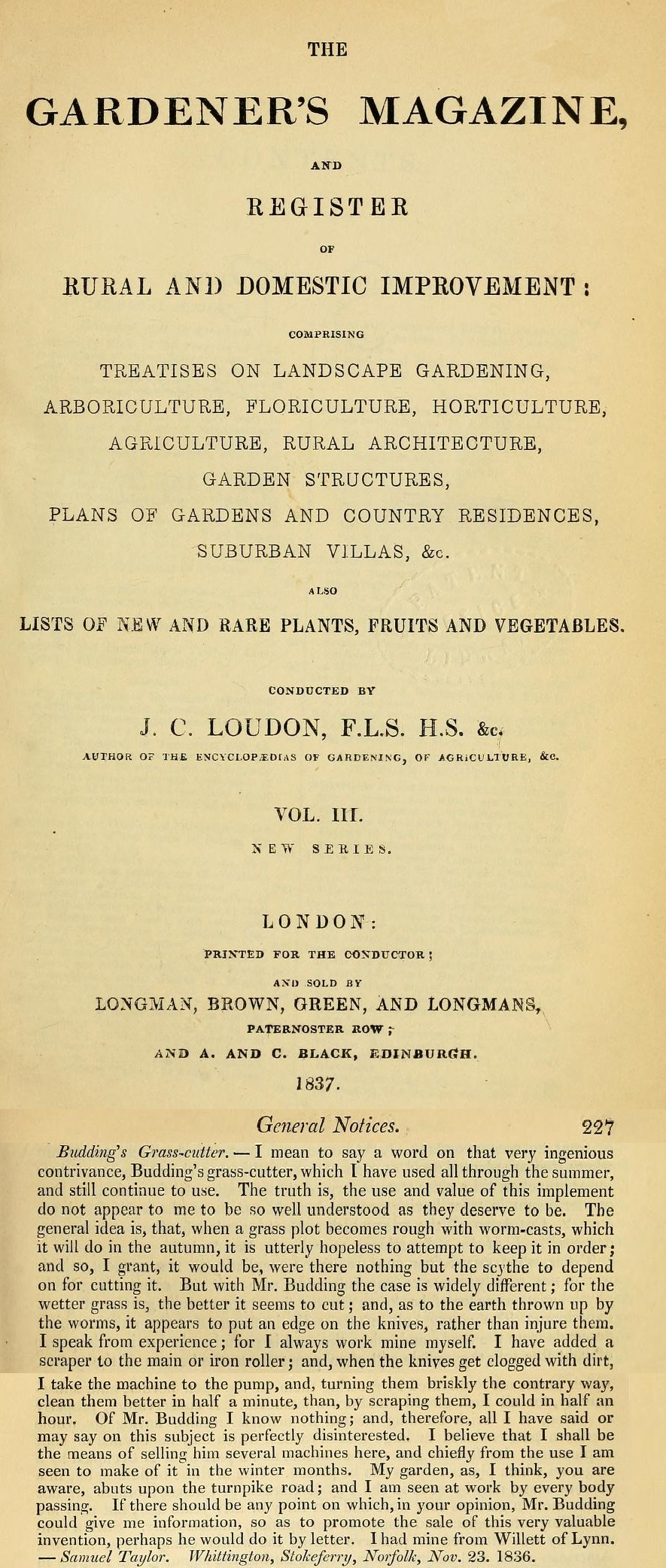 1837 Gardeners Magazine