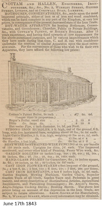1843-06-17 Gardeners Chronicle - Cottam Hallen