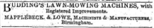 1854-03-25 Gardeners Chronicle - Mapplebeck and Lowe Advertisement