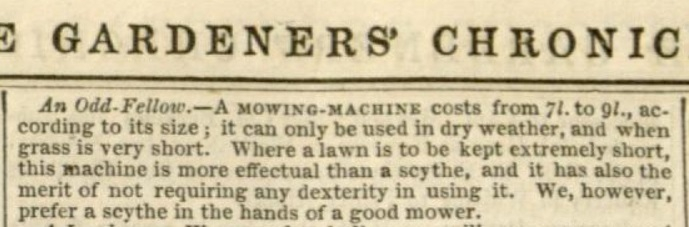1842-03-05 Review of Budding's Mower