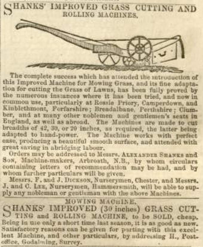 1848-03-25 Gardeners Chronicle - Shanks Advertisement