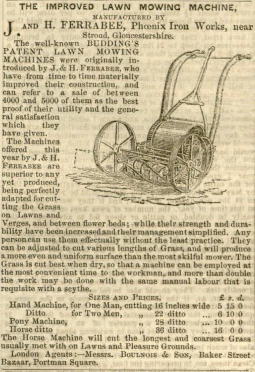 1854-05-13 Gardeners Chronicle - Ferrabee Advertisement