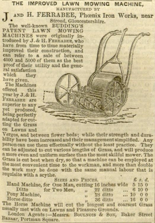 1854-04-08 Gardeners Chronicle - Ferrabee Advertisement
