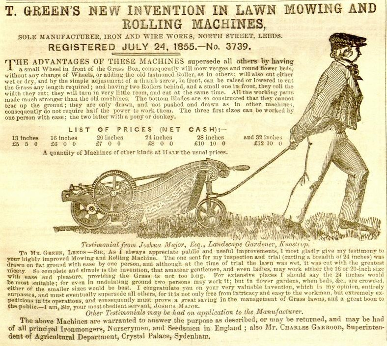 1856-07-19 Gardeners Chronicle - Greens Advertisement