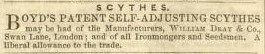 1855-04-28 Gardeners Chronicle - Boyd Scythe Advertisement