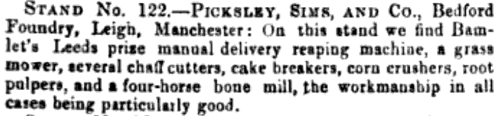 1861-12-01 Farmers Magazine - Smithfield Show - Picksley Sims