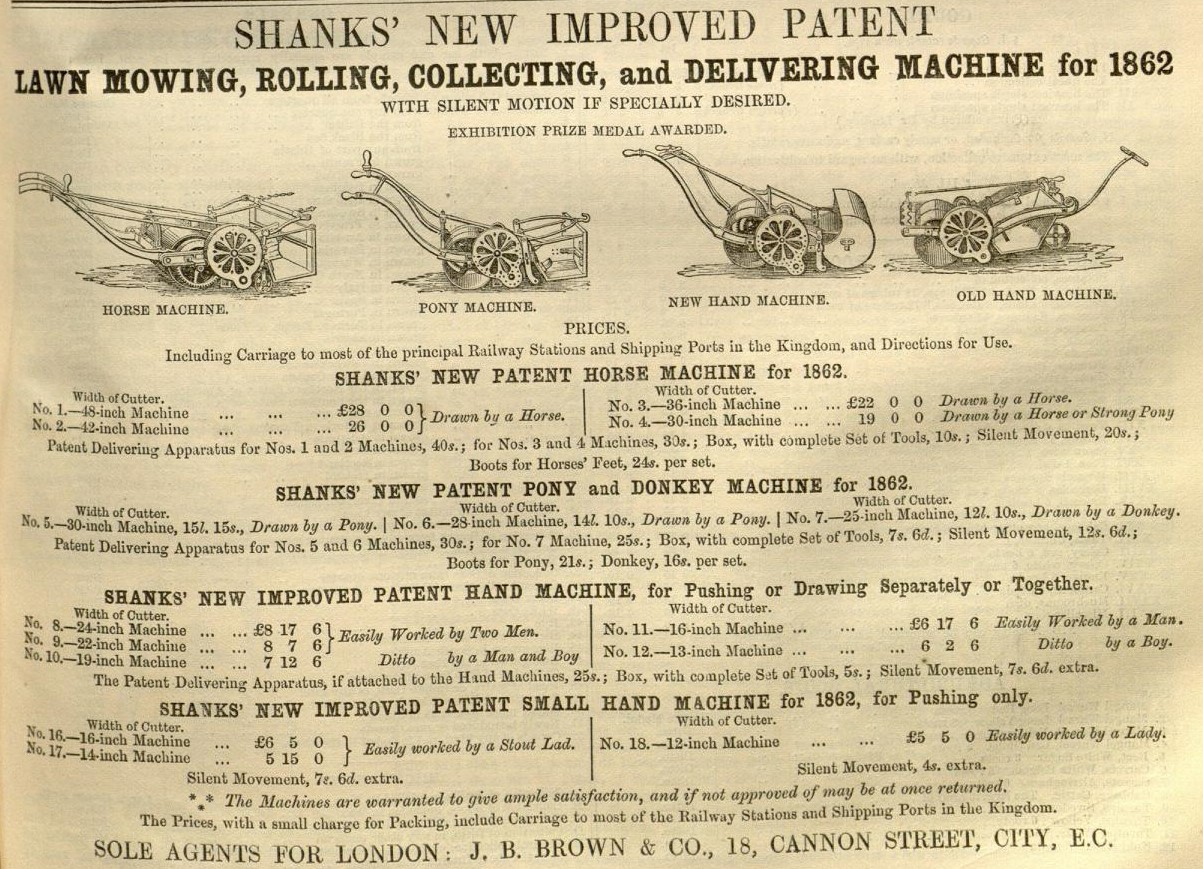 1862-08-09 Gardeners Chronicle - Shanks Advertisement