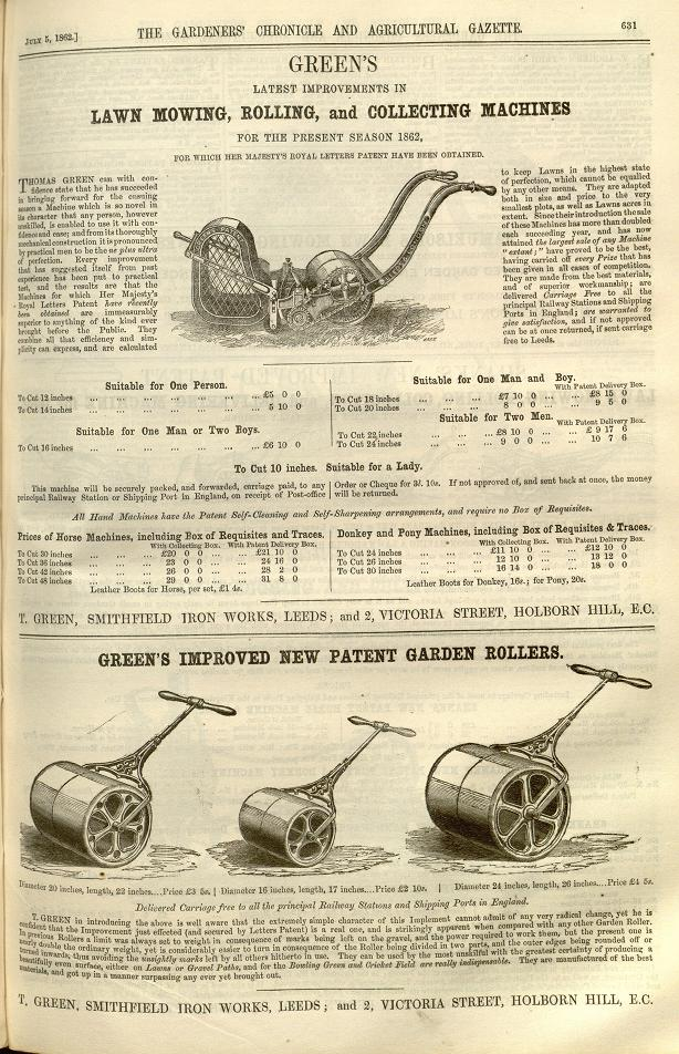 1862-07-05 Gardeners Chronicle - Greens Advertisement