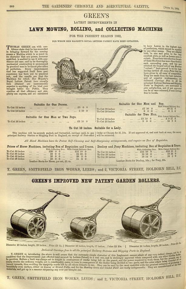 1862-06-14 Gardeners Chronicle - Greens Advertisement