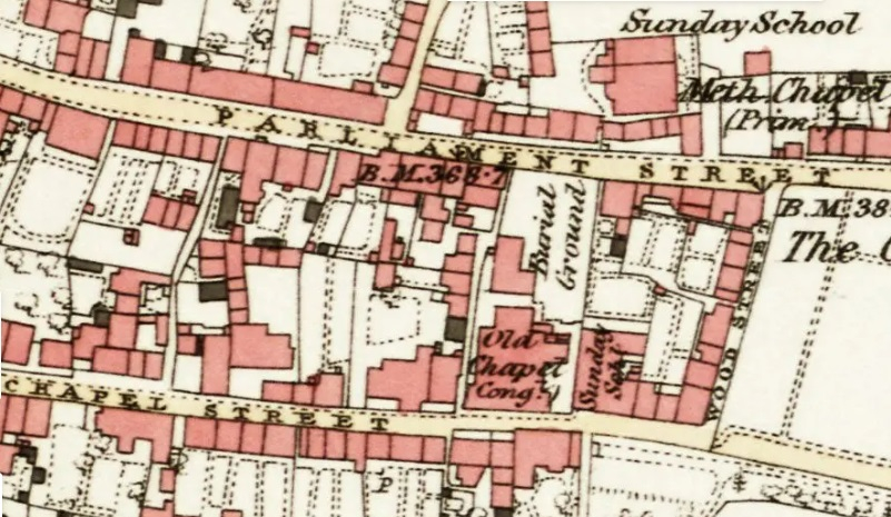 Map Showing Location of the Old Meeting Chapel, Stroud