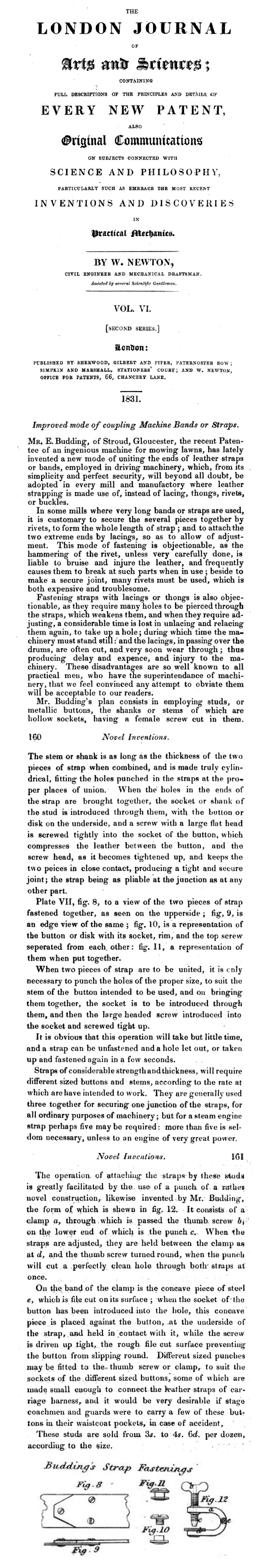 1830-11-01 Improved Mode Of Coupling Machine Bands Or Straps