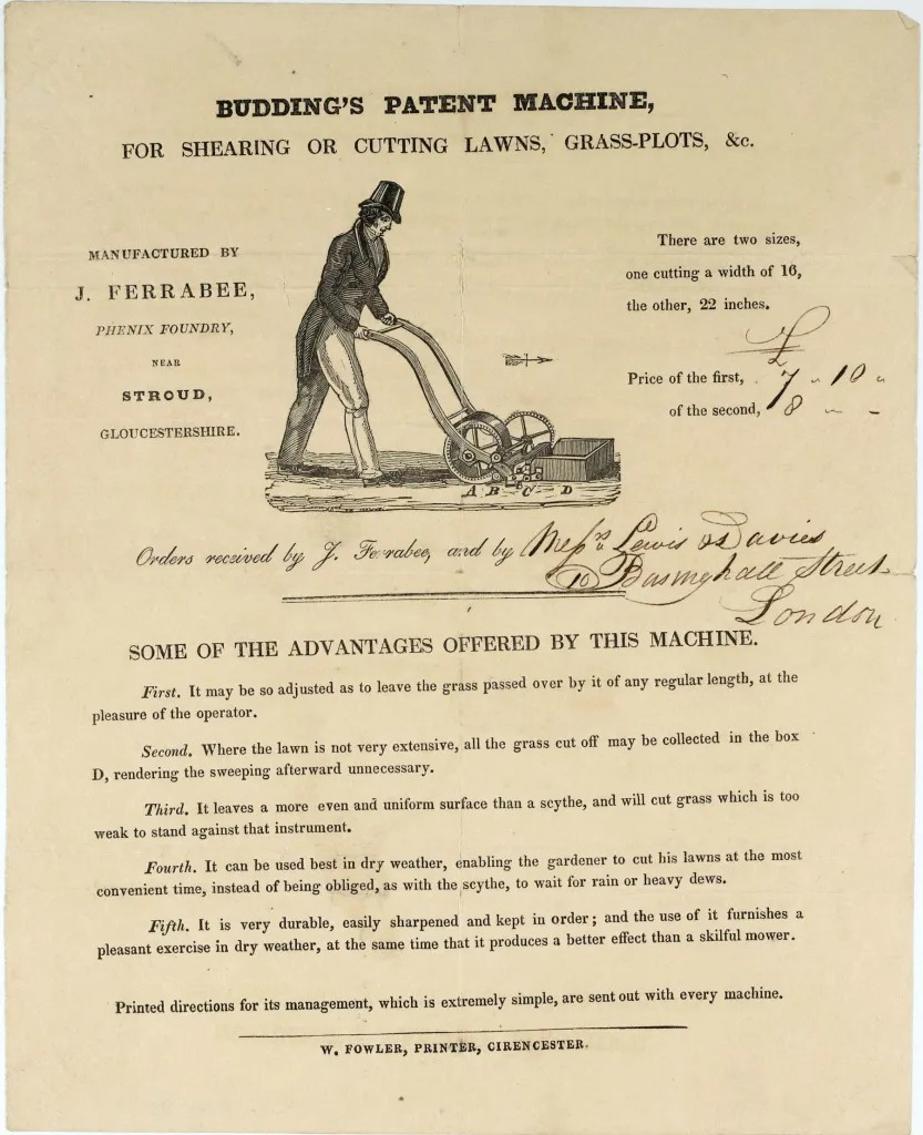 1831-02-01 Budding's Patent Machine - Original Leaflet 