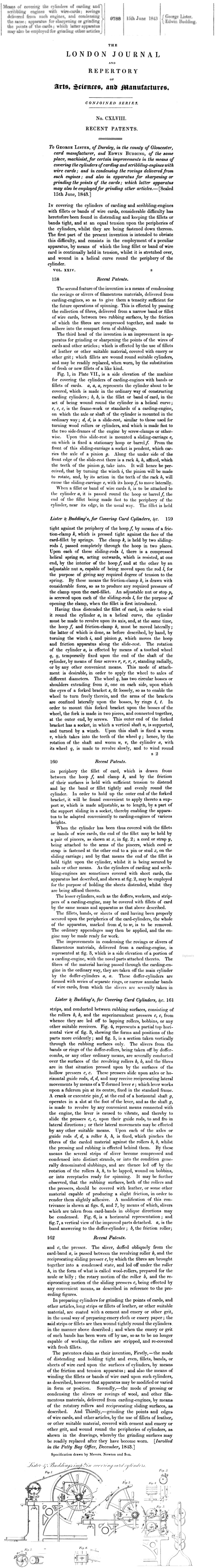 1843-06-15 London Journal & Repertory - Patent No. 9788