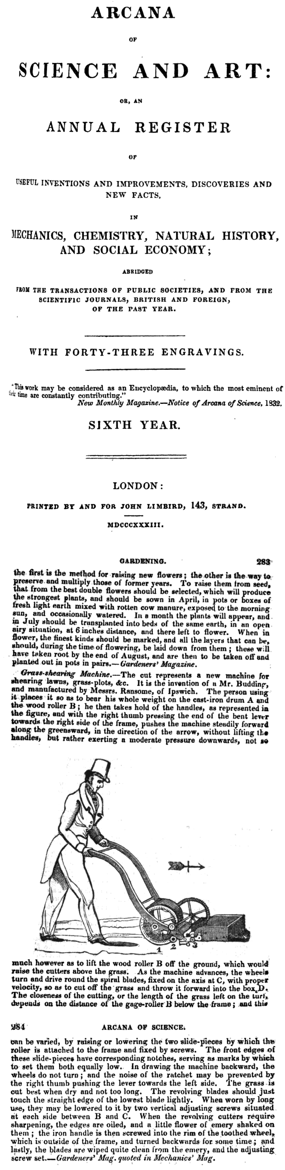 1833 Arcana of Science and Art