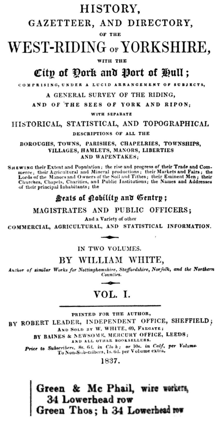 1837 Trade Gazetteer