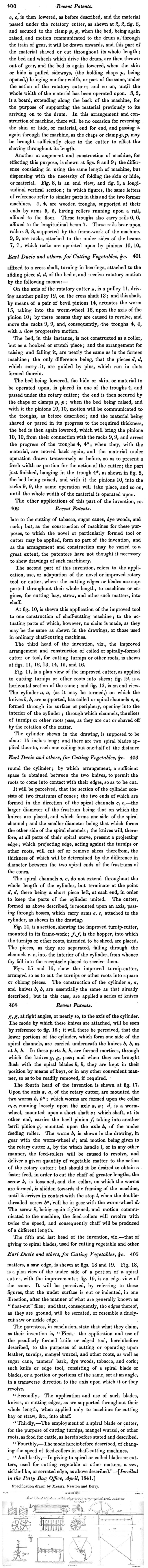 Patent No. 8660 Improvements In Machinery For Cutting Vegetable...Pt2