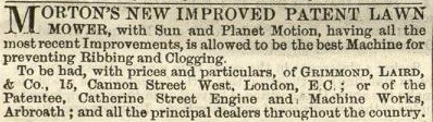 1863-08-01 Gardeners Chronicle - Mortons Patent Advertisement