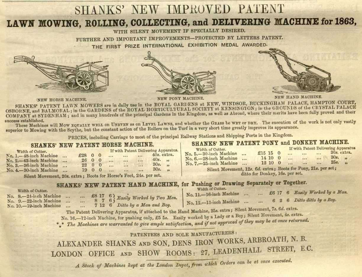 1863-08-15 Gardeners Chronicle - Shanks Advertisement