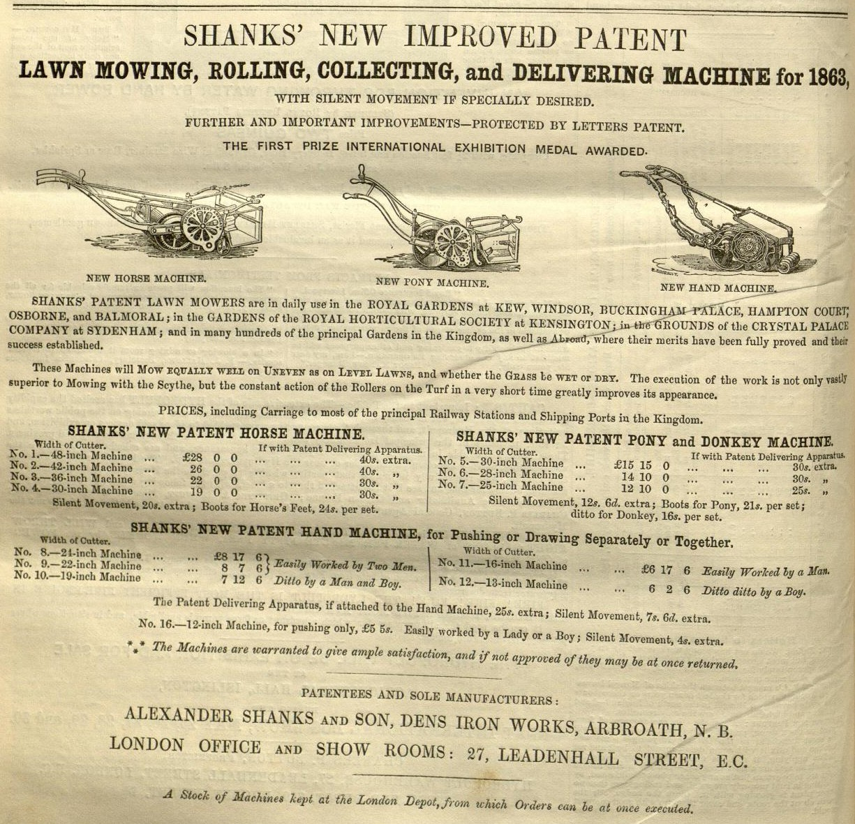 1863-05-30 Gardeners Chronicle - Shanks Advertisement