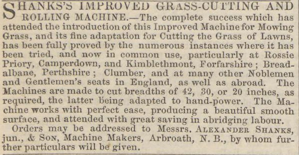 1846-05-30 Gardeners Chronicle - Shanks Advertisement