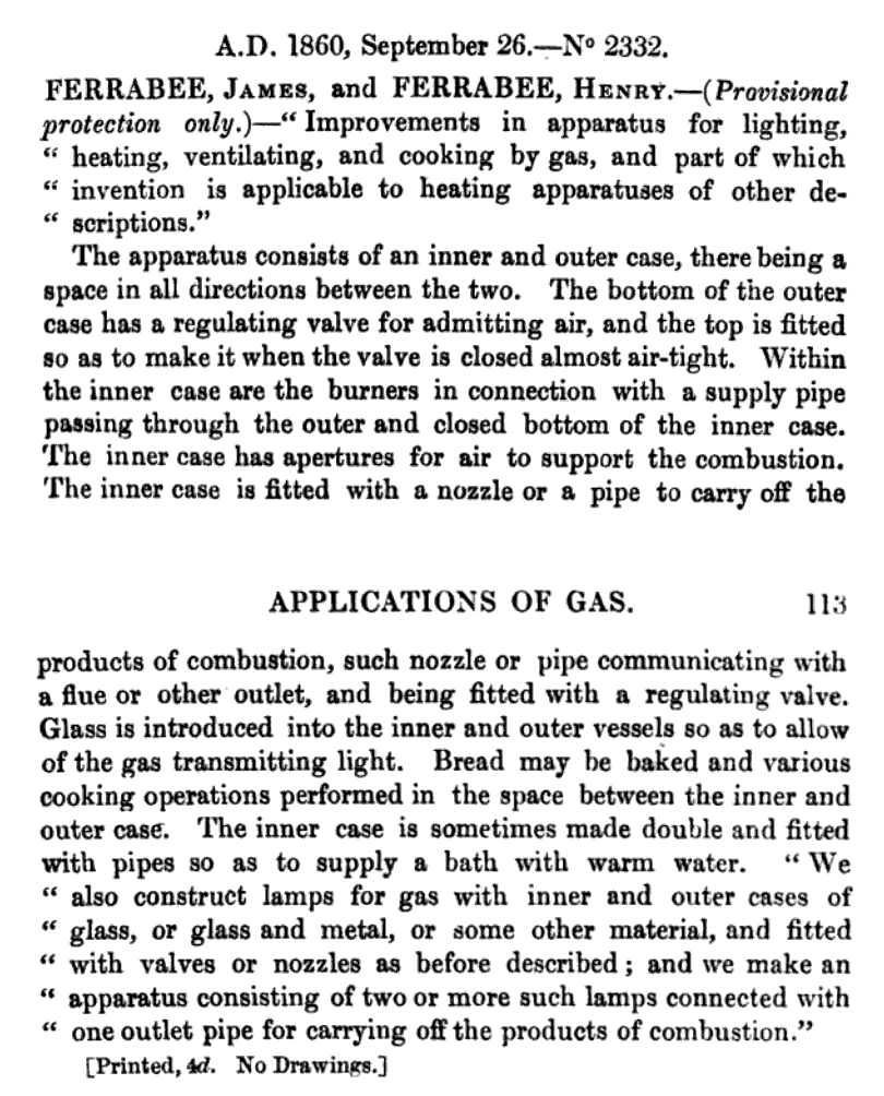  James & Henry Ferrabee - Patent No 2332