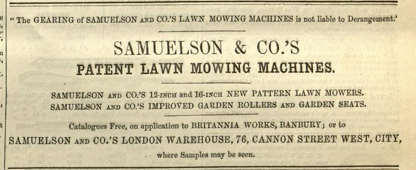 1863-06-27 Gardeners Chronicle - Samuelson Advertisement