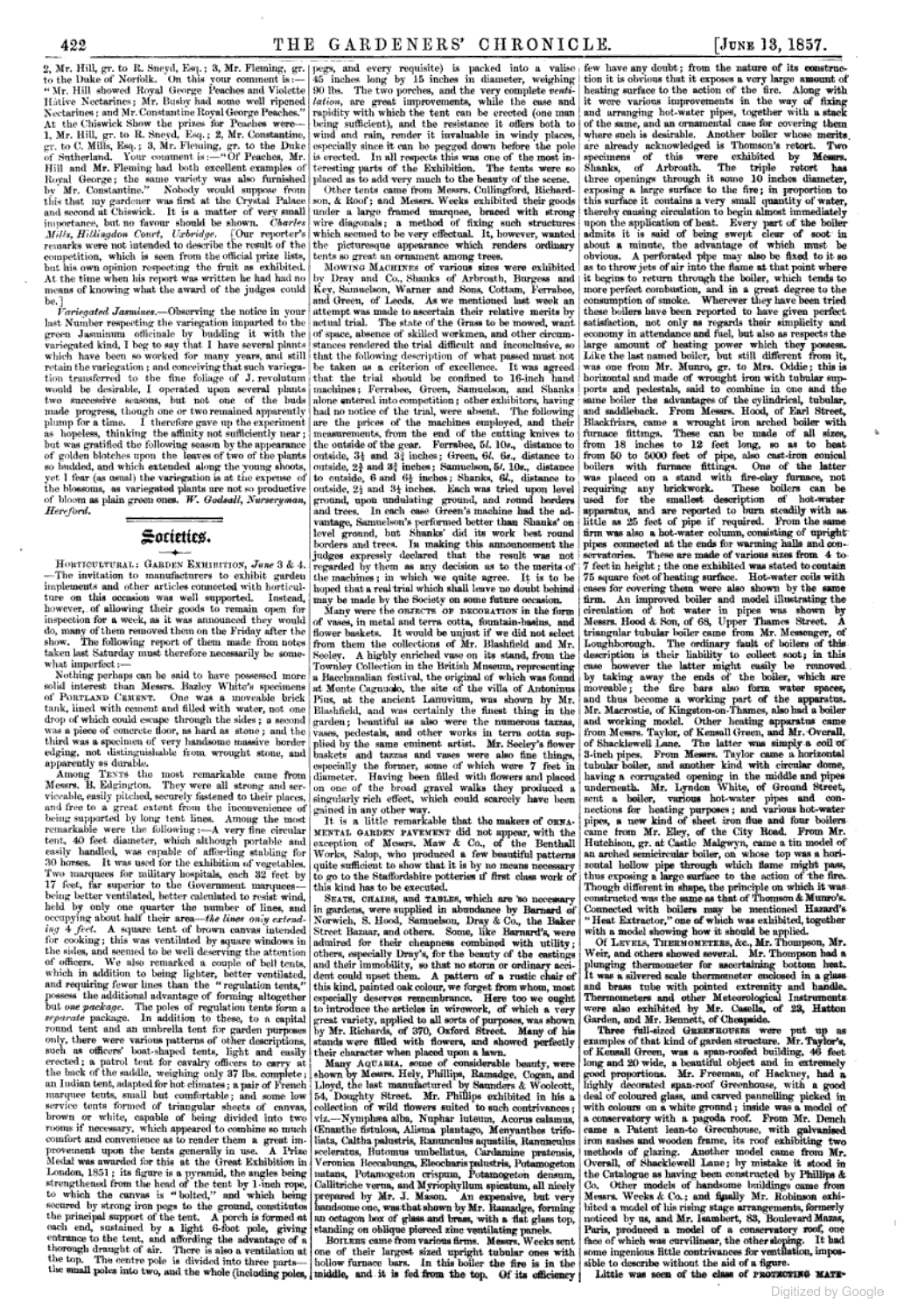 1857-06-03 Gardeners Chronicle - Report of Chiswick Lawnmower Trials