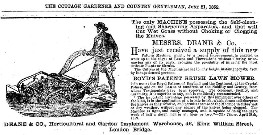 1859-06-21 Cottage Gardener - Deane Advertisement