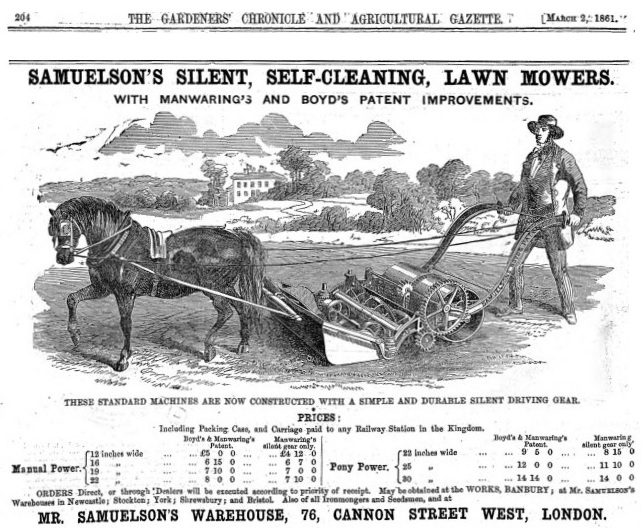 1861-03-02 Gardeners Chronicle - Samuelson Advertisement