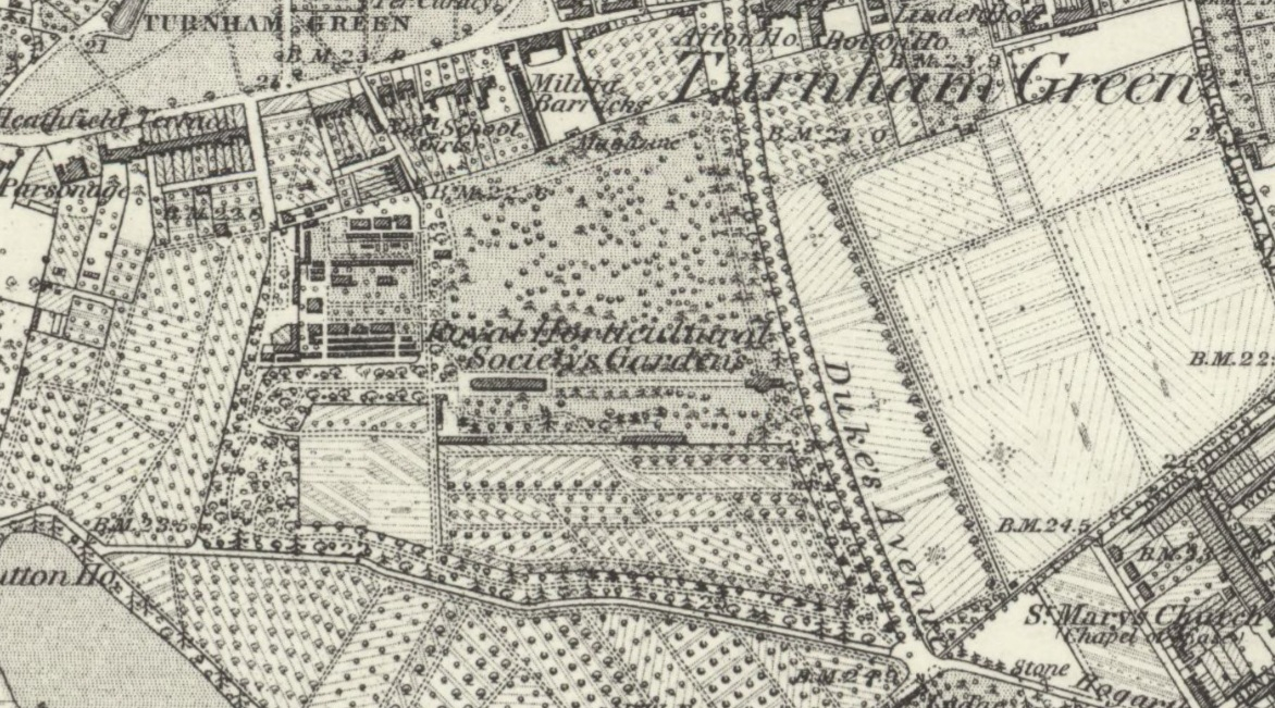 1865 Map Showing Horticultural Society Gardens at Chiswick