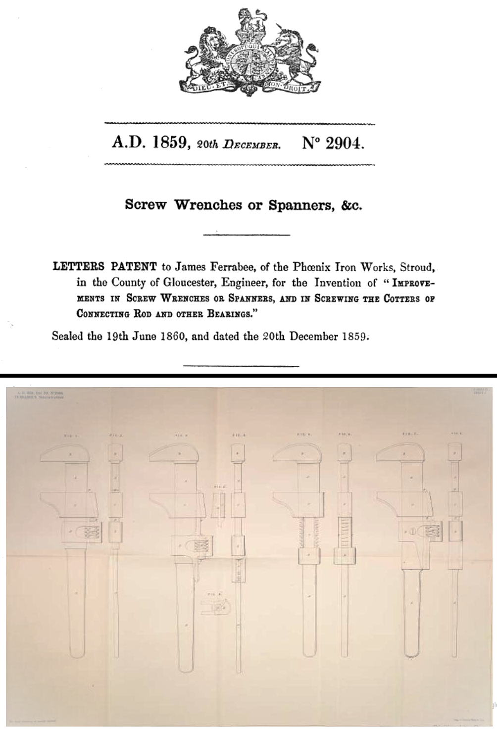 1860-06-19 James Ferrabee - Patent 2904 - Improved Screw Wrenches