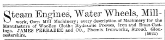 1859-03-04 The Engineer - James Ferrabee Advertisement