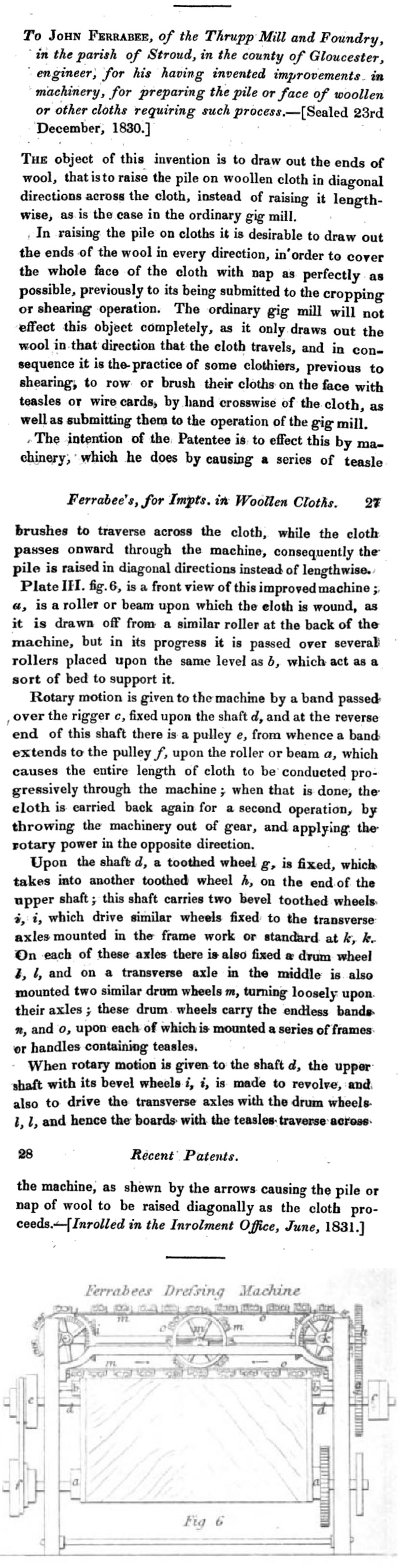 1830-12-23 John Ferrabee Patent No 6058