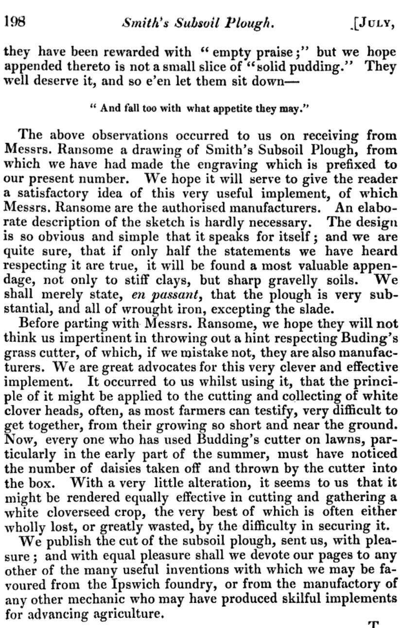 1837-07-01 British Farmer Magazine - Budding's Patent