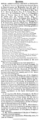 1846-02-14   John Ferrabee is a notable member of the Royal Agricultural Society of England