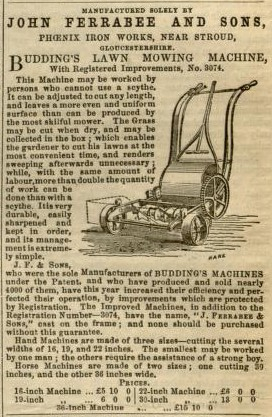 1852-03-15   John Ferrabee and Sons advertisement in the Gardeners Chronicle and Agricultural Gazette  - Showing Registered Improvements No. 3074
