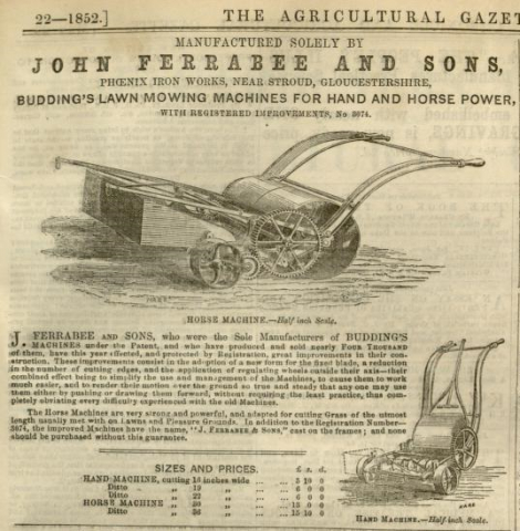 1852-05-29   Gardeners Chronicle and Agricultural Gazette - John Ferrabee and Sons Advertisement