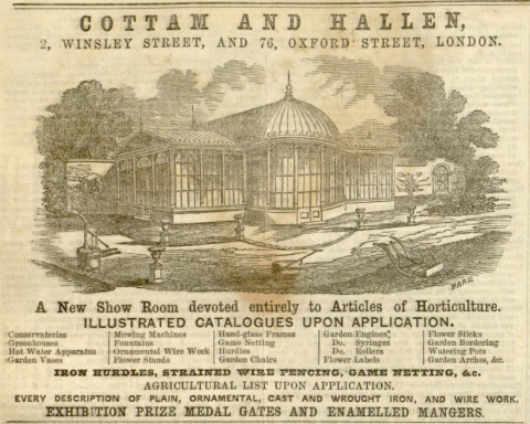 1853-03-09 - Cottam and Hallen - Retailer -  Gardeners Chronicle and Agricultural Gazette