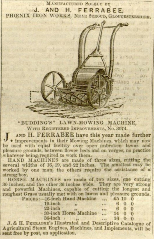1853-04-14  -  James Ferrabee Advertisement - Gardeners Chronicle and Agricultural Gazette