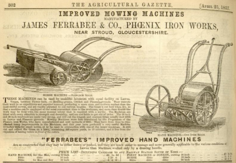 1857-04-25   25th of April -  James Ferrabee Advertisement  - The Gardeners Chronicle and Agricultural Gazette