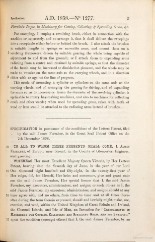 1858-06-07 James Ferrabee Patent No. 1277 P3