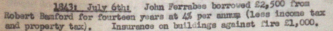  John Ferrabee Borrows money from Robert Bamford, presumably to pay for purchasing the properties at Thrupp - 6th July 1843