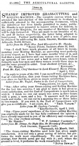 1845-04-26  Shanks Advertisement - with testimonials  26th April 1845