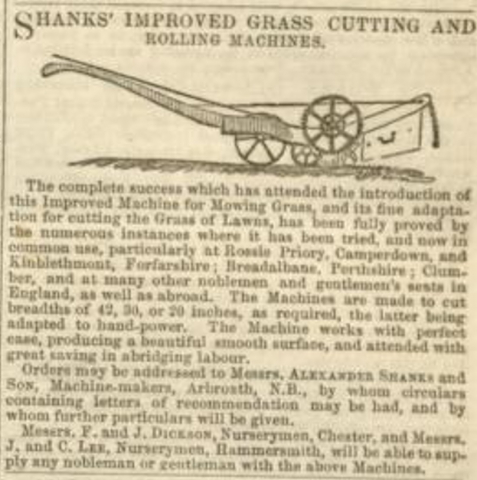 1848-4-15    Shanks Advertisement in the Gardeners Chronicle 1th of April 1848