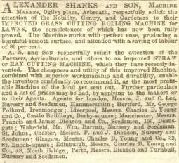  Shanks Advertisement in The Gardeners Chronicle 